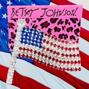 AMERICAN Flag USA Rhinestone Pin Broche Brooch 2 X 1.75